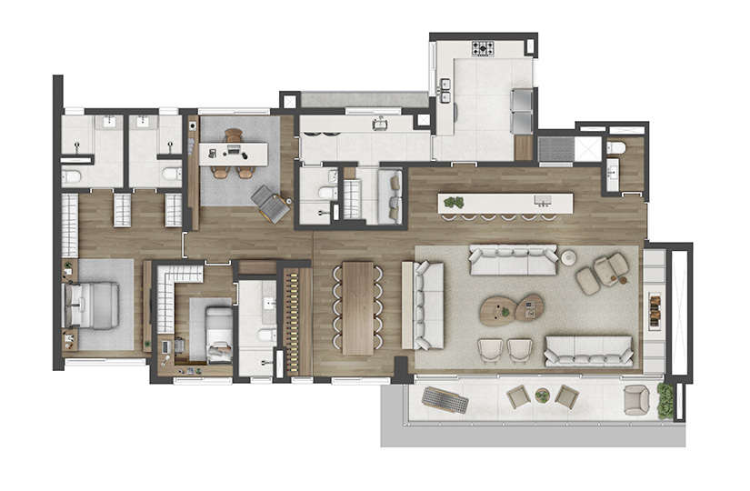 3 SUÍTES  -  216M² -  Living Estendido