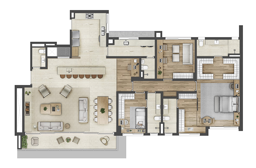 3 SUÍTES  -  216M² -  Suíte Ampliada