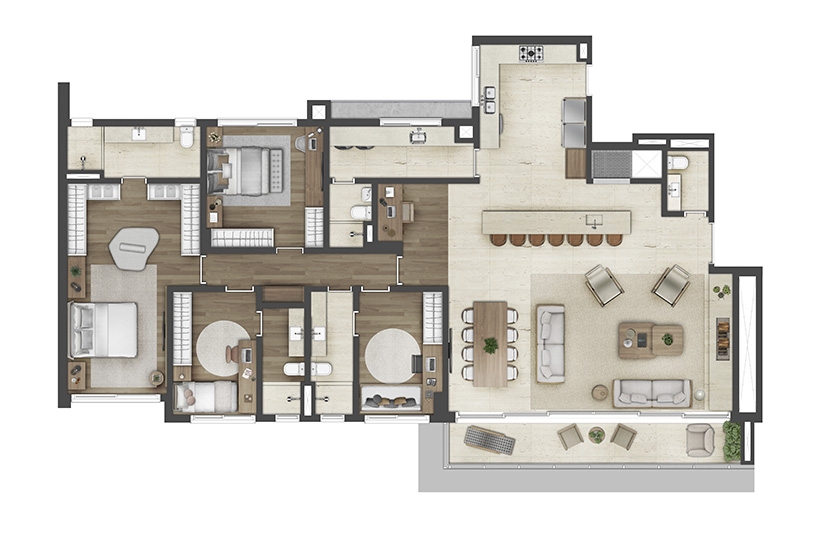 3 SUÍTES  -  216M² -  4 Dormitórios