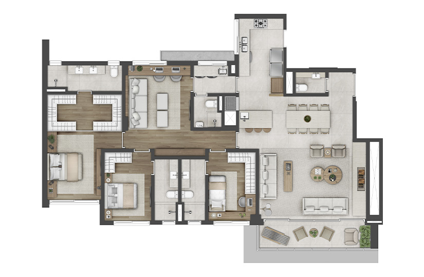 3 SUÍTES  -  176M² -  Padrão