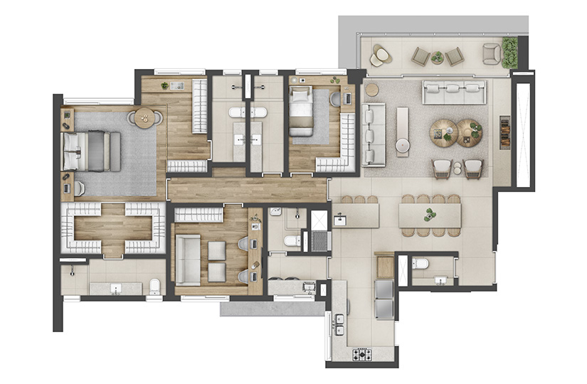 3 SUÍTES  -  176M² -  Suíte Ampliada