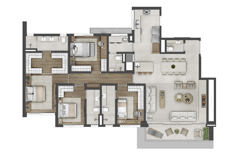 3 SUÍTES  -  176M² -  4 Dormitórios