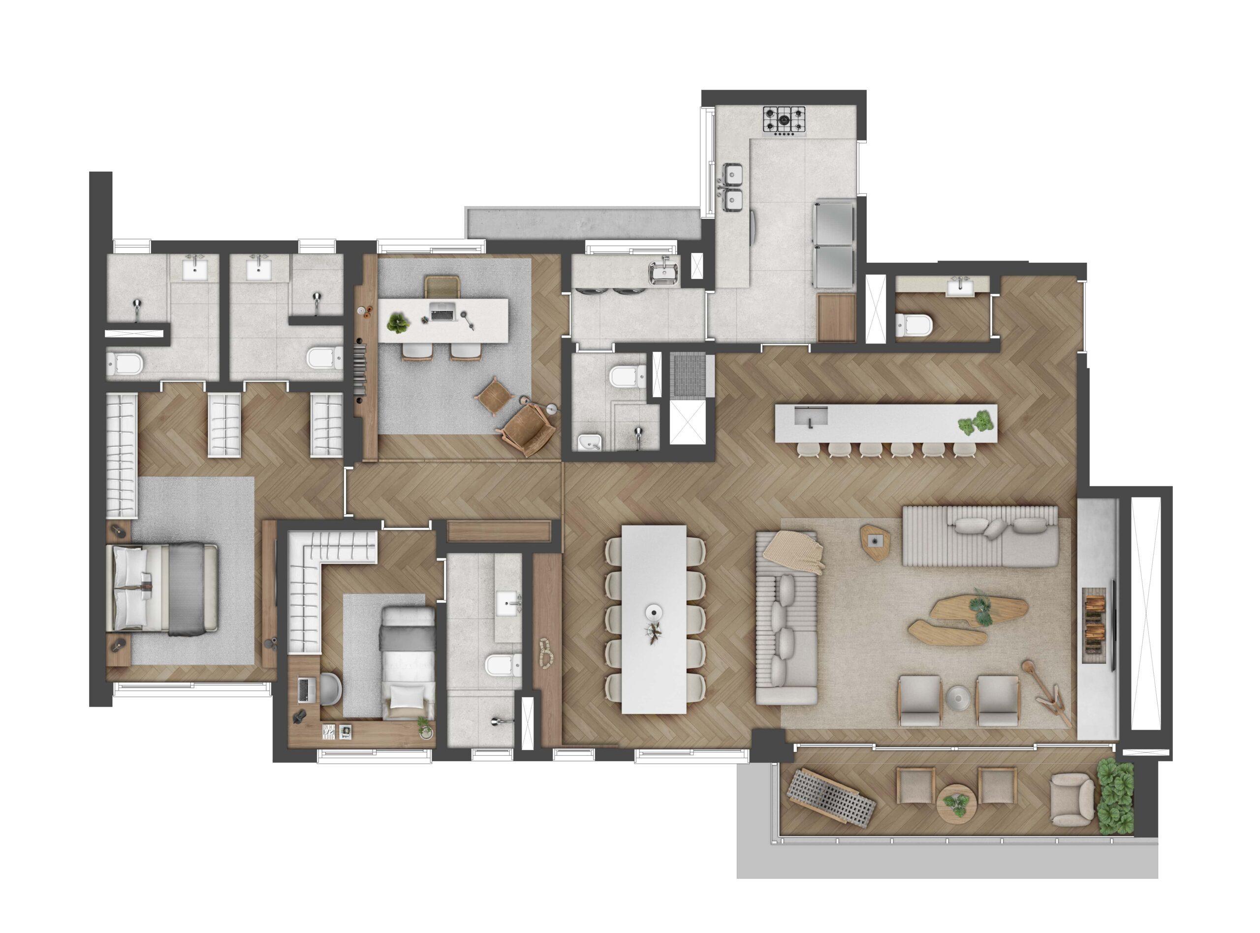 Apartamento 176 m² com Living Estendido