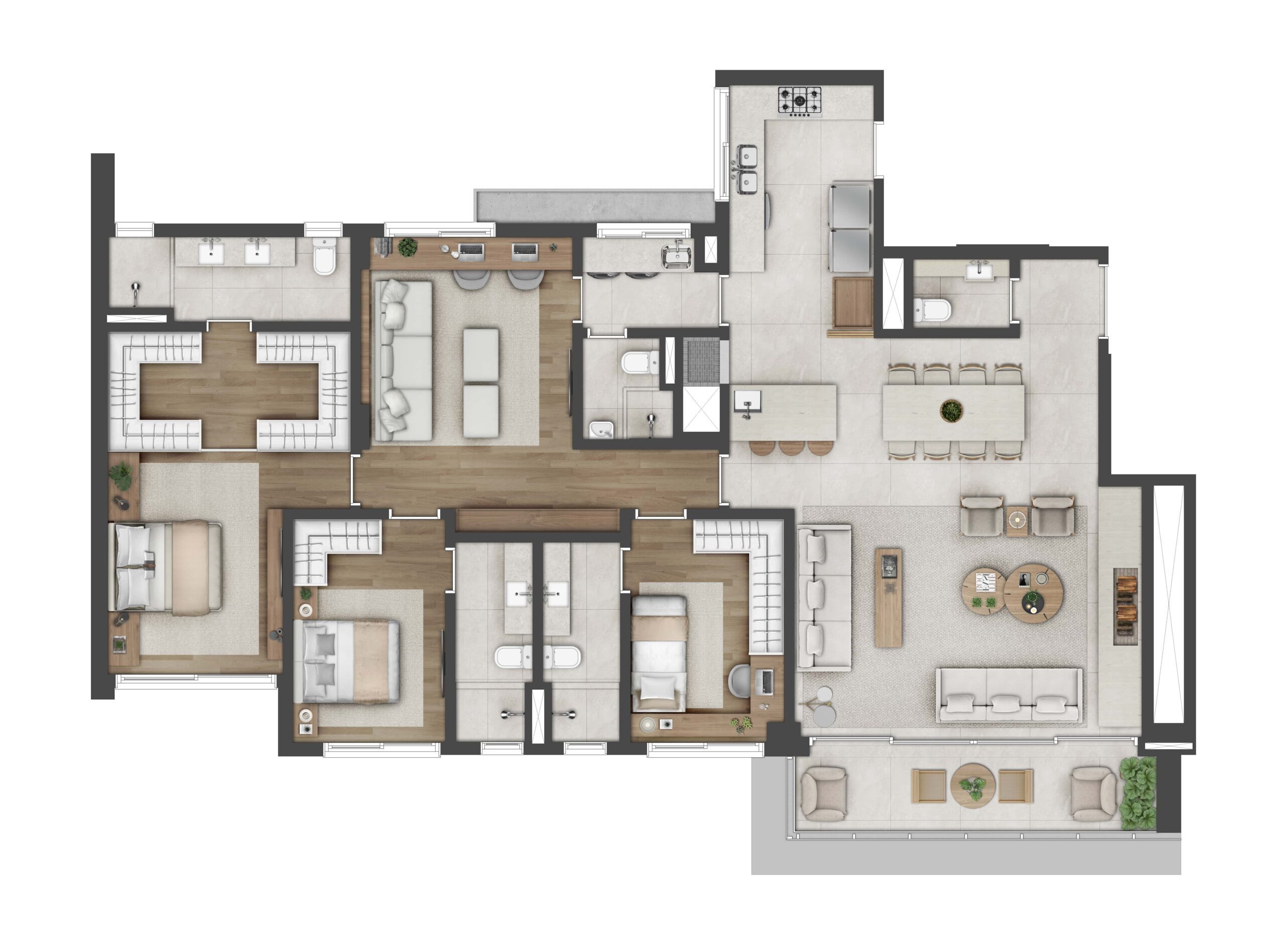Apartamento 176 m² Estar íntimo