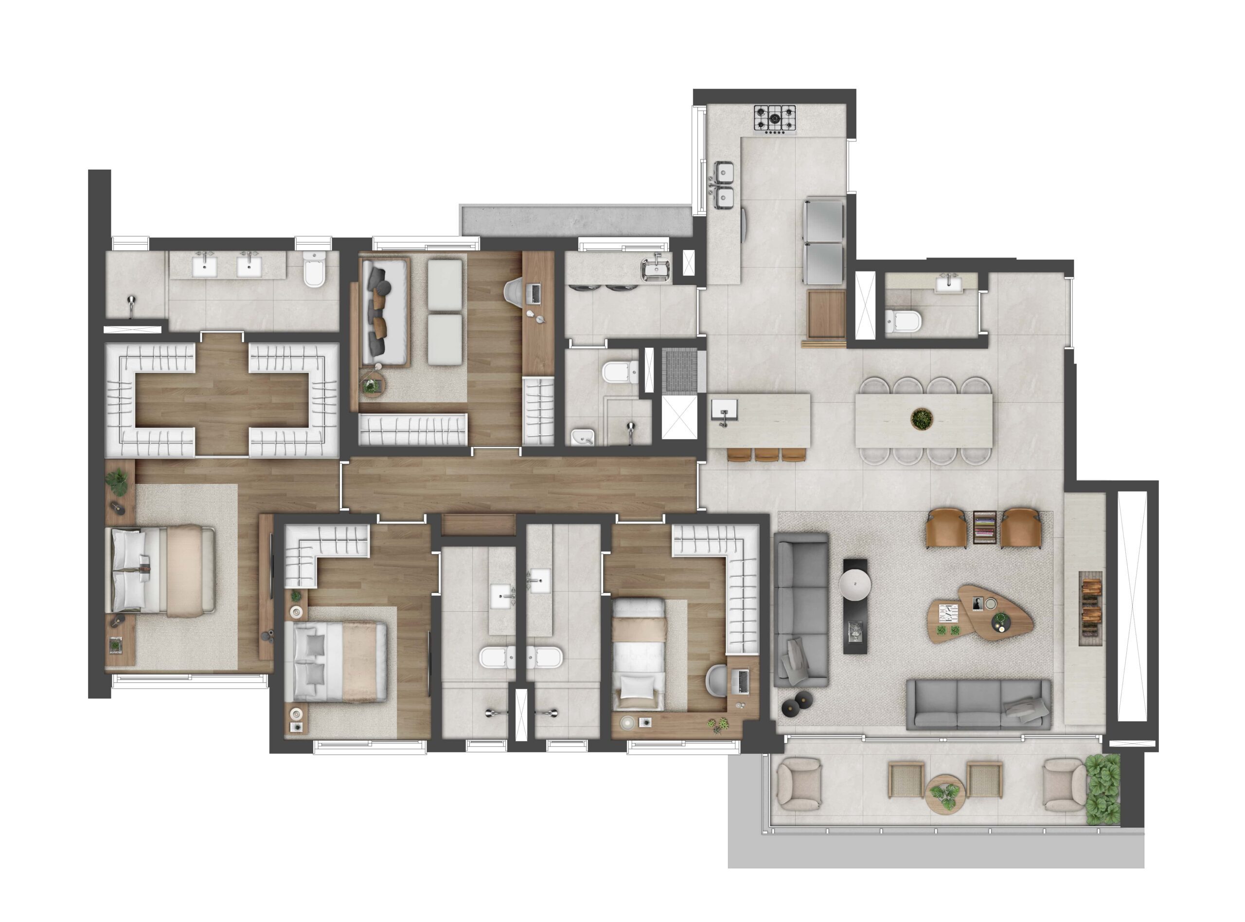 Apartamento 175m² 4 dormitorios